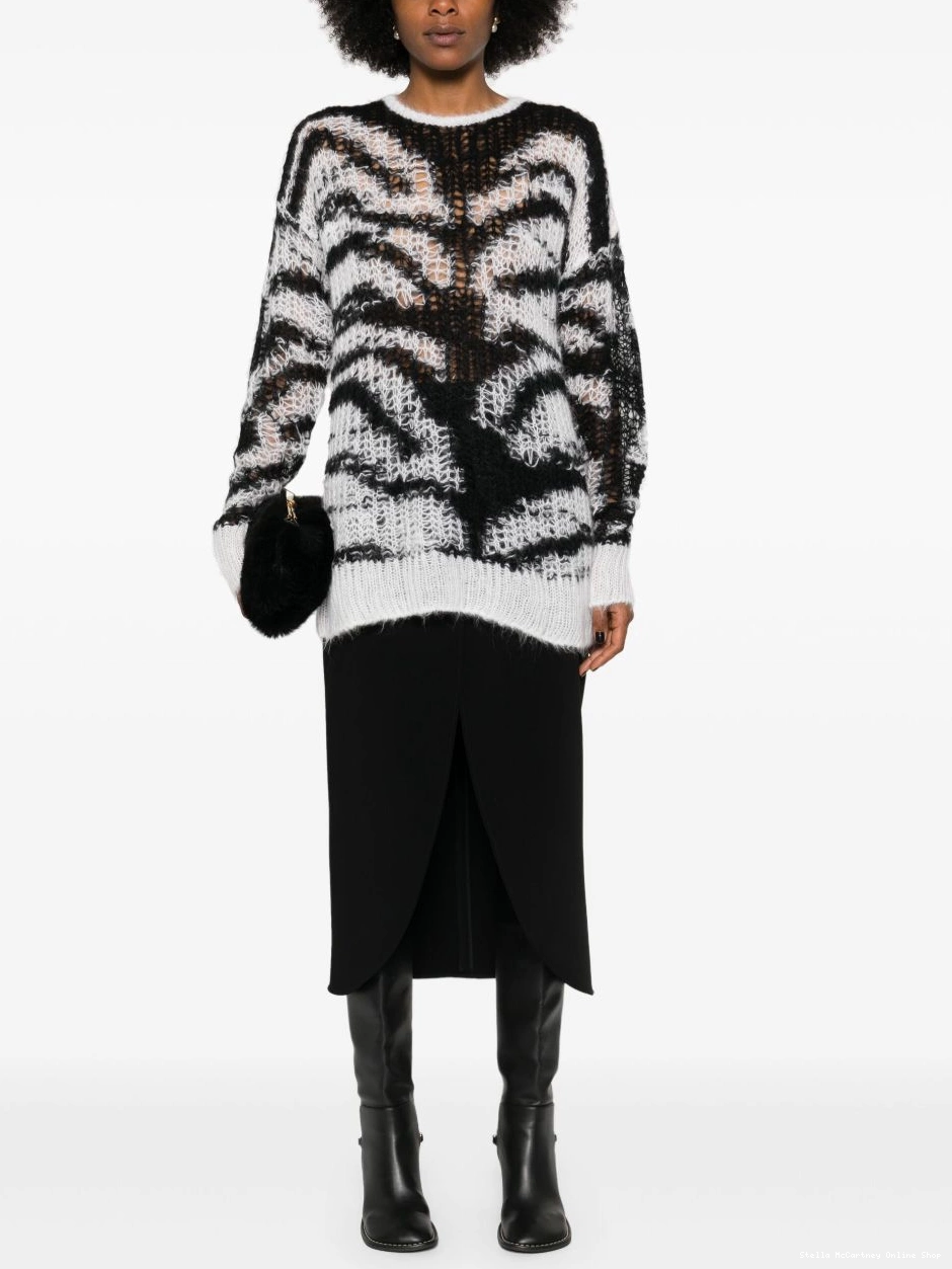 Cheap tiger-pattern open-knit McCartney Women Stella jumper 0522